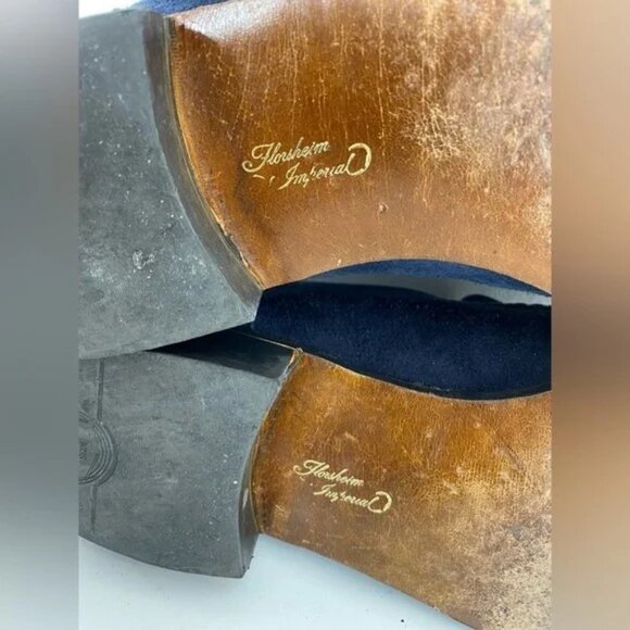 Florsheim Mens Size 10.5 D Blue Suede Horse Bit Loafer Slip On Dress Shoes - Picture 4 of 4